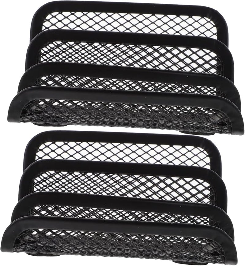 Metal Business Card Holder Stand Set 2 Piece Adjustable Desk Organizer - Image 1